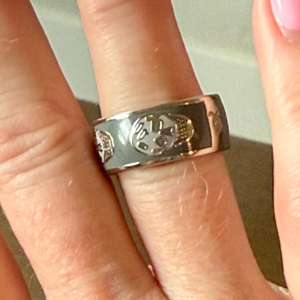 Alexander McQueen Silver & Gray Skull Ring